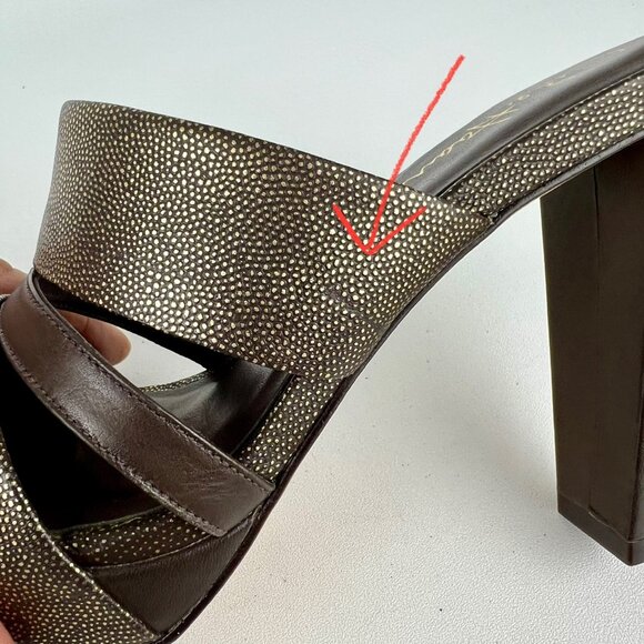 Cole Haan Womens NikeAir Strappy Heeled Sandals Brown Speckled Leather size 8.5B - Picture 8 of 13